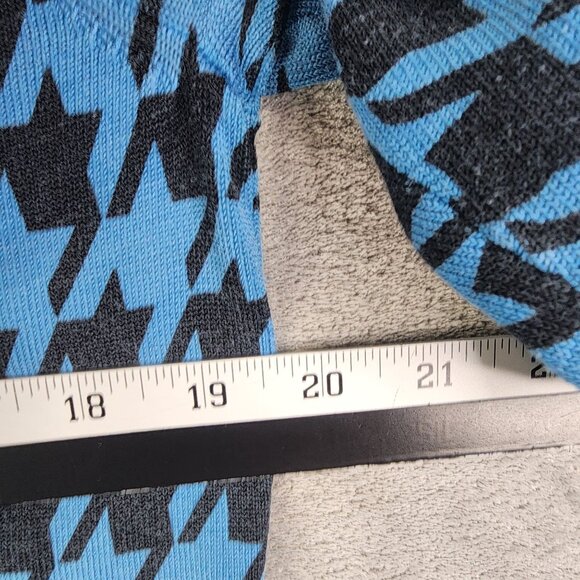 Women's Irka Blue & Black Houndstooth Silk Blend Shirt Button-Up Long Sleeve XL - Picture 8 of 10